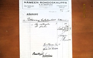 1919 Tampere Hämeen Rohdoskauppa lasku
