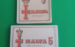 2kpl Malta tupakka laatikko v.1940-