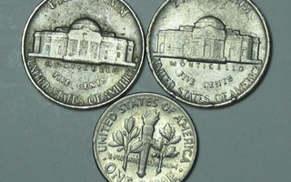 USA One Dime 1976 ja  5 Cents 1953 ,1978