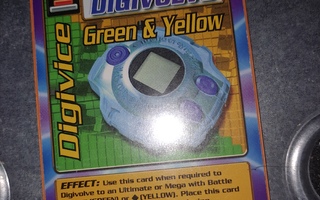 Digivice green & yellow 1999 bandai digimon card