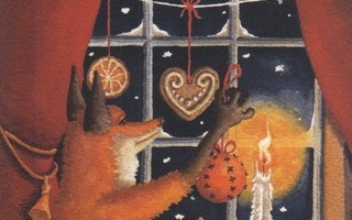 Katja Saario: Kettu laittaa joulukoristeita ikkunaan