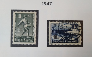 1947 Suomi postimerkki 2 kpl