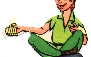 WANHA DISNEY / Peter Pan huilu kädessään. 1960-l.