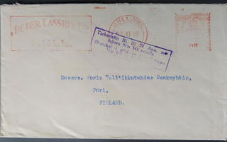 Sensuroitu kirje Englannista 1939 Suomeen