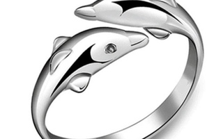 80 .. Fashion Sterling Silver Double Delfin .. Sormus