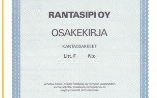 1985 Rantasipi Oy spec, Jyväskylä pörssi osakekirja