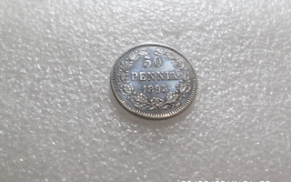 50 penniä  1893  hopeaa  kulkematon .