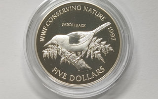 Uusi-Seelanti 5 Dollars 1997 Saddleback hopeakolikko