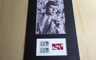 John F. Kennedy taidekuva ja postimerkit paspiksen koko A4