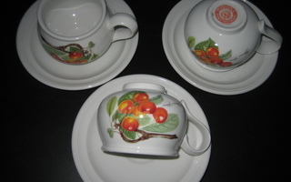 Pomona portmeirion 5 kuppia+lautaset kirsikka