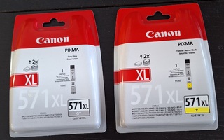 Canon 571 XL keltainen ja 571 XL harmaa mustepatruunat