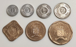 Antillit 1, 5, 10, 25, 50 Cent, 1, 2 1/2 Gulden 1992