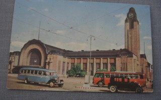 Helsinki, Rautatieasema v. 1938 kulkenut värikortti.