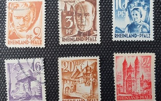 Saksa RHEINLAND-PFALZ 6 postimerkkiä