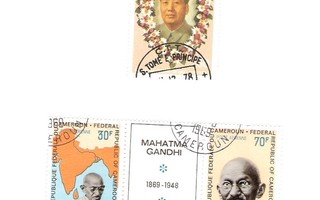 Mao, merkki 1977, S. Tome E Principe + M. Gandhi.