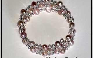 Pink 6-7mm Smooth Pearl Bracelet with Crystal Beads *NEW*