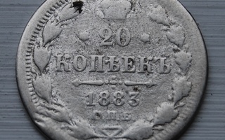 Hopea, 20 kopeekkaa,Venäjä 1883