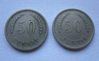 50 pennin kolikot (2 kpl) v. 1921