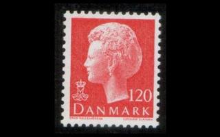 Tanska 650 ** Margrethe 120 öre punainen (1977)