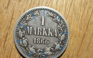 1 mk 1 markka1866 hopeakolikko 88 p SNY 399.2.3