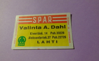 TT-etiketti Spar Valinta A. Dahl, Lahti