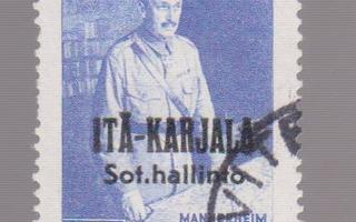 1942 ITÄ-KARJALA 3.50 MK MANNERHEIM LEIMATTUNA LIIMAKKEELLA