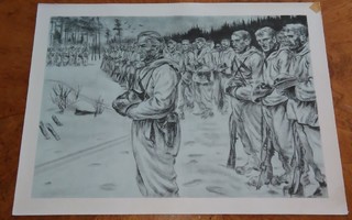 Jatkosota Kenttähartaus Sotapiirros Lindeberg 1942