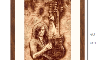 Jimmy Page Led Zeppelin taidetaulu kehystettynä