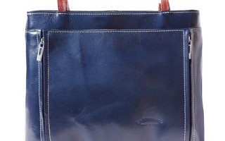 Blue Hand bag with double leather handle