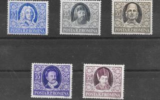 Romania - Kirjailijoita 1955 sarja (Mic. 1530-1534) *
