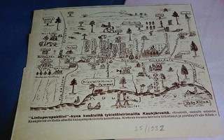 Kaukjärvi Tykistö lintuperspektiivistä piirrettynä leike1932