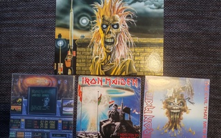 Iron Maiden LP-setti ja badding rauhaton sydän