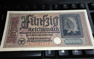Natsi Saksa 50 RM Hakaristi seteli 1940-45 PR140 sn234