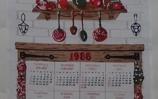 Kalenteripyyhe vuosi 1986 keittiöaihe