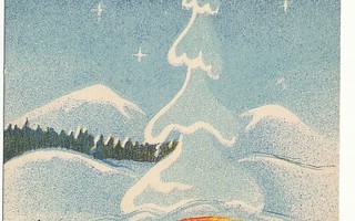 Gunila S - Hevosreki talvimaisemassa -vanha pikkukortti