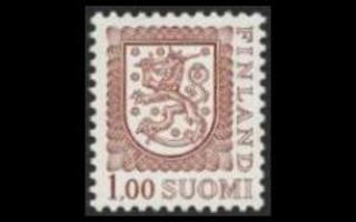 874IIAy ** Leijonamalli 1,00 mk A-ham, y-pap (1981)