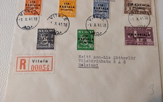1941 Itä-Karjala merkit, musta lisäpainama FDC-kuori