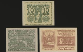 Itävalta Notgeld 10, 20, 50 Heller, Altenmarkt 1920