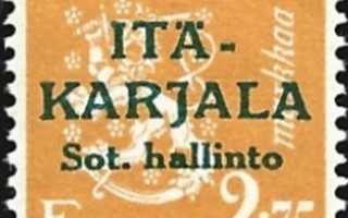 1941 I-K Vihreä lp 2,75 Vajaa A * LaPe I-K 11 II liimakejääm