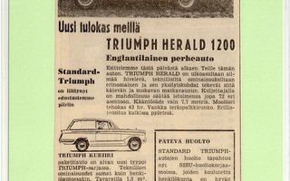 Triumph Herald 1200 - lehtimainos A5 laminoitu
