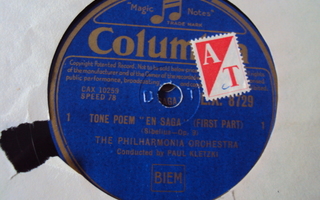 78 rpm JEAN SIBELIUS: Tone Poem "En saga"/Valse triste