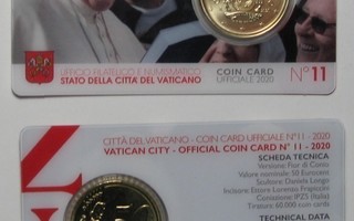 2020 Vatikaani 50c kortissa coincard BU laatu
