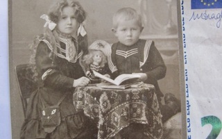 VANHA CDV Valokuva Lapset Lelu Nukke 1900-l Tampere