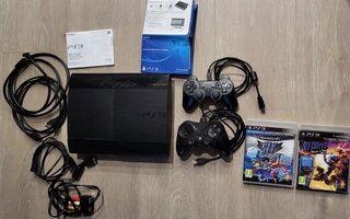 PlayStation 3 Super Slim + 2 peliä