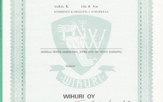 1986 Wihuri Oy spec, Helsinki osakekirja