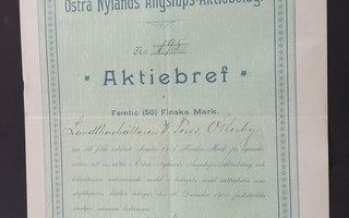 osakekirja laiva / varustamo Ö-N Ångslups ab Lovisa 1912