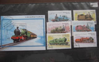 Juna aiheiset postimerkit: blokki ja 6 irtomerkkiä