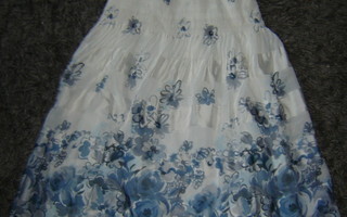 UUSI kaunis valkoinen/siniharmaa mekko, koko S/M