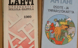 Lahti opaskartta 1989 ja Ähtäri osoite- ja ympäristökartta