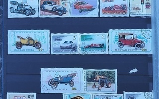29 postimerkkiä - autoja + ym